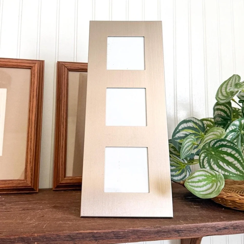 Vintage Silver Toned Triple Picture Frame
